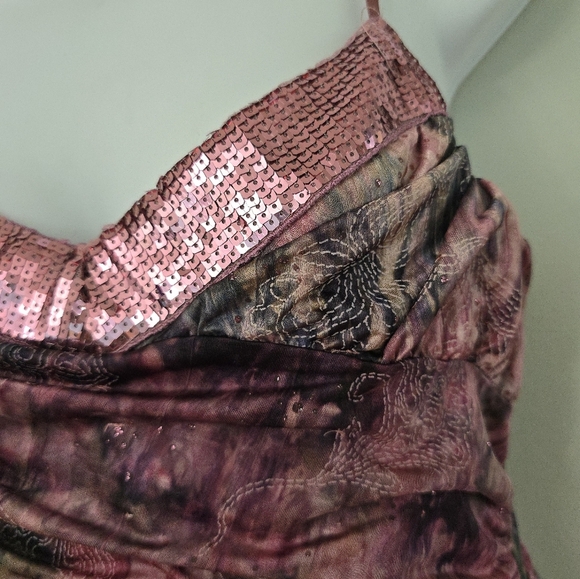 Vol 1 Babydoll Fairy Sequin Cami Tunic Top Size Medium Handkerchief Hem - Picture 4 of 11